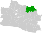 Map of West Java highlighting Indramayu Regency